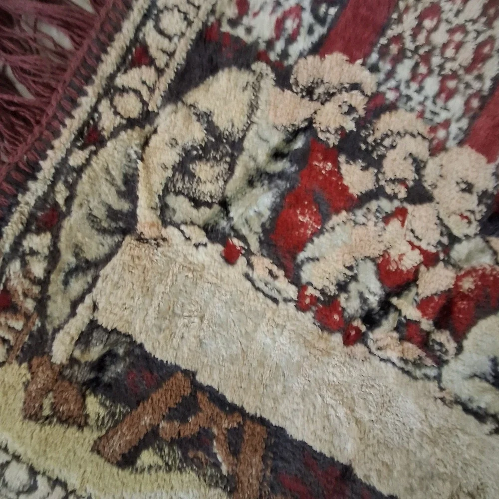 Vintage The Last Supper Velvet Tapestry Jesus Religious Wall Hanging Rug Italy